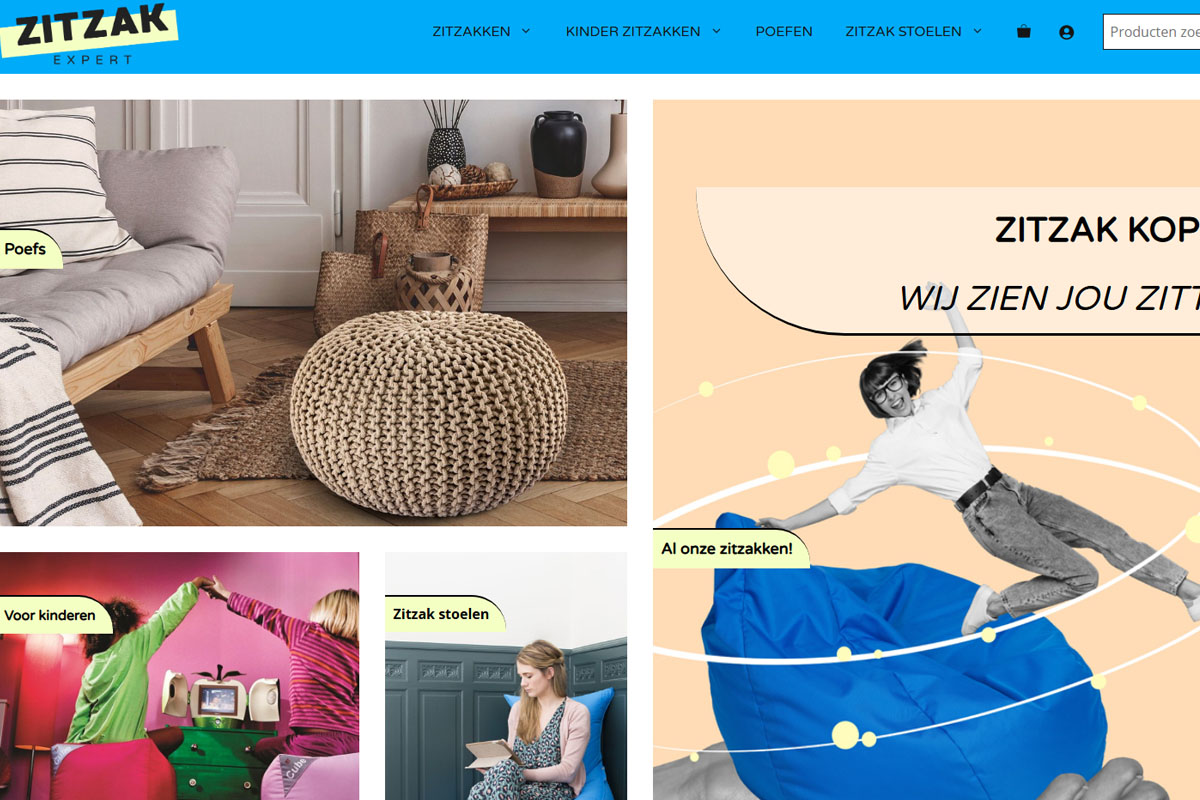 Webwinkel zitzakken - Zitzakexpert - Ondernemend Online - webdesign Peize